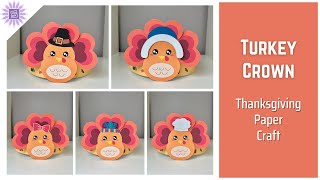 Cute Turkey Crown Fun Thanksgiving Craft For Kids Printable Template Cut & Paste DIY Paper Headband