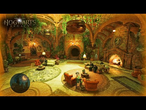 Rainy Evening in the Hufflepuff Common Room | Hogwarts Legacy Ambience for Study & Sleep