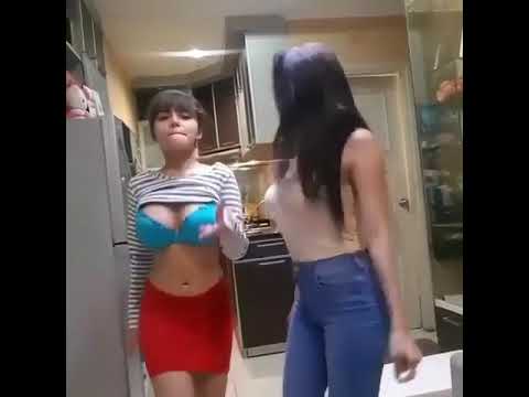 Две сисястые шкуры танцуют.....