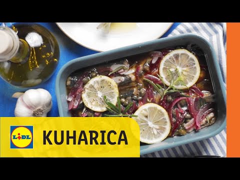 Srdele u marinadi s ružmarinom, ljubičastim lukom i limunom