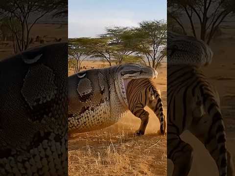Giant Python Swallowing a Tiger
