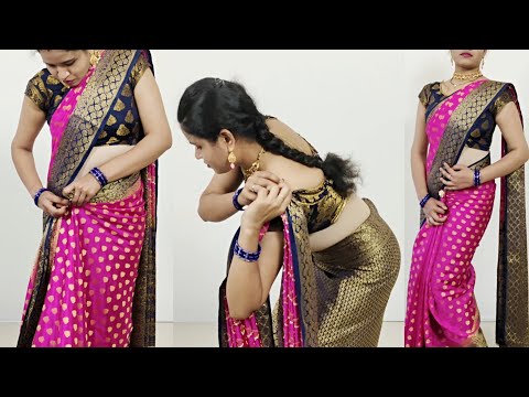 , title : 'Beautiful silk saree draping with prefect pleat guide step by step for weddings | silk saree draping'