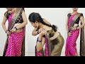 Beautiful silk saree draping with prefect pleat guide step by step for weddings | silk saree draping