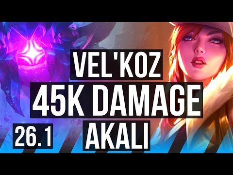 VEL'KOZ vs AKALI (MID) | 45K damage | EUW Grandmaster | 26.1