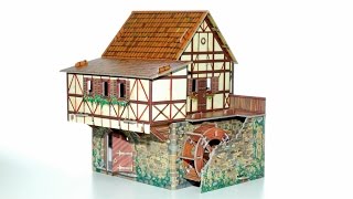 UMBUM - młyn wodny średniowieczne miasto zabawki dla dzieci z kartonu  -puzzle 3d
