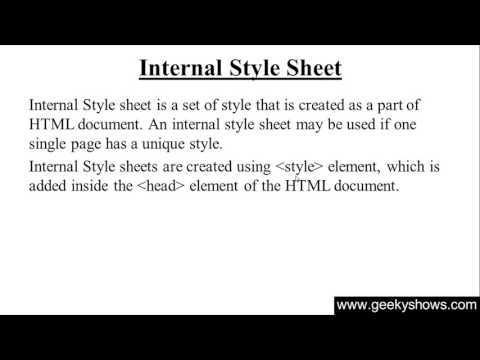 Internal Style Sheet in CSS Hindi