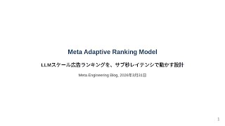 【ずんだもん解説】Meta「Meta Adaptive Ranking Model」