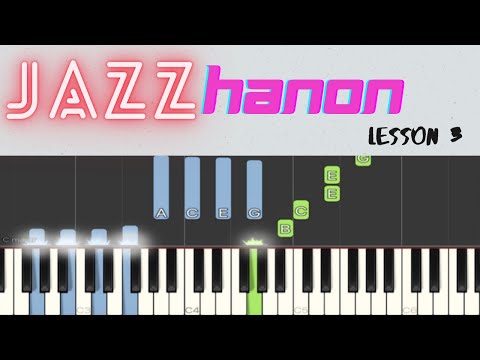 How To Play - JAZZ Hanon Piano -  Lesson 3 with 7 Different BPM speeds - Piano Synthesia