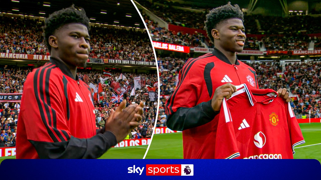 Carlos Baleba introduced to Manchester United fans at Old Trafford 🔴