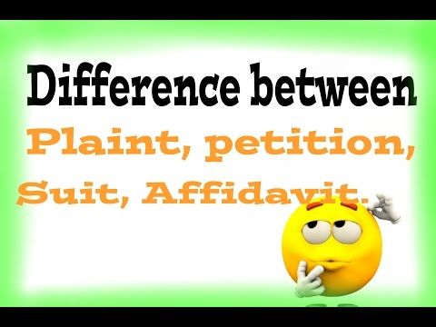 Plaint, Petition,  Suit,  Affidavit :: difference Video