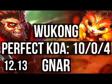 WUKONG vs GNAR (TOP) | 10/0/4, 3.3M mastery, 1000+ games, Legendary | EUW Diamond | 12.13