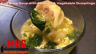 Egg Drop Soup with Bibigo Chicken and Vegetable Steamed Dumplings