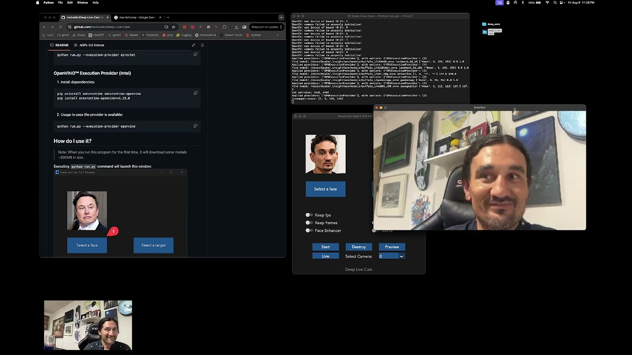 testing github software - deep live cam -  friday august 9th 2024