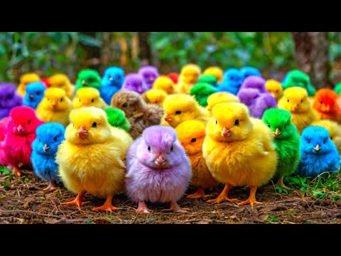World Cute Chickens, Colorful Chickens, Rainbows Chickens, Cute Ducks, Cat, Rabbit, Cute Animals