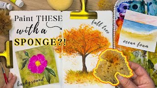 How to Use Sponges in Watercolor | 3 Beginner-Friendly Texture Ideas | Full Fall Tree Tutorial