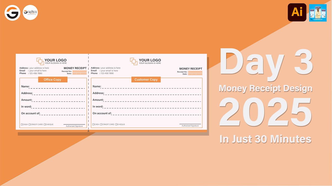 Money Receipt Design in Adobe Illustrator 2025 - Day 3