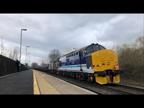 DRS Class 37 Mega Thrash 6D95 Bescot to Toton @ Tamworth Railway Station 10-03-22