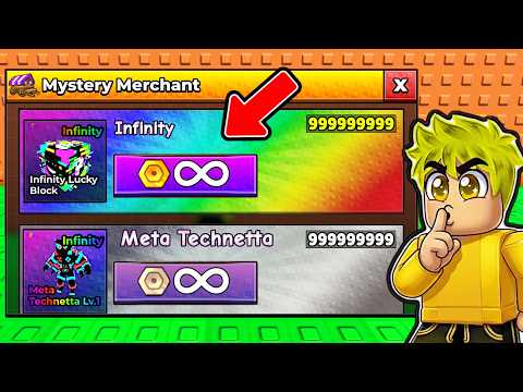 I collected several Infinity Lucky Blocks to fill a base in Escape the Tsunami to Brainrots.