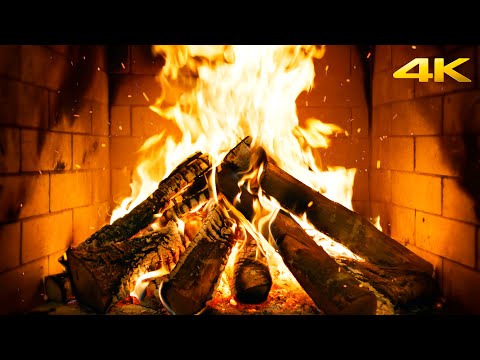 🔥 Cozy Mountain Fireplace (NO MUSIC) with Hypnotic Flames with Deep Wood Crackles for Meditation