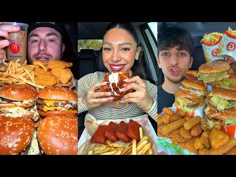 TIKTOK Mukbang Compilation | McDonald's, Burger King, Taco Bell, Cane's, Wingstop & More!