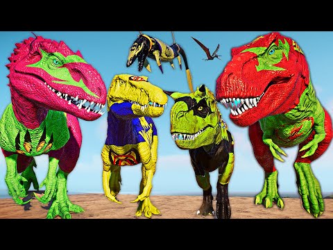Jurassic World Evolution 2 FLASH T-REX Vs Batman Mosasaurus & Indominus Rex Baryonyx Dinosaurs Fight