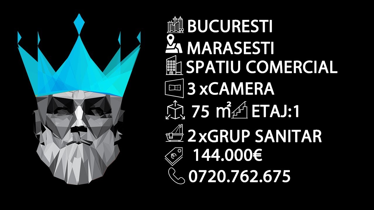 Tur video Spatiu comercial |3 camere | 75mp | 1/1| 2 Grupuri sanitare| Centrala | 11 Iunie