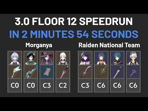 3.0 Floor 12 Speedrun in 3 Minutes (Morganya & Raiden National Team)