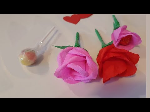Lollipop Flower DIY | Crepe Paper Flower | How To Make Flower Lollypop | Crepe Paper Lollipop Flower