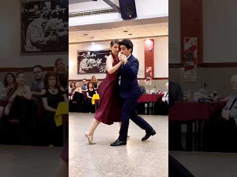  María Celeste Cimino  and  Luciano Millaqueo  are  dancing  to  "  El Cachafaz  "  by  Juan D'Arienzo