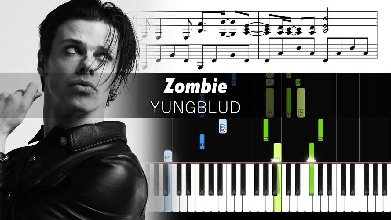 YUNGBLUD - Zombie - Piano Tutorial with Sheet Music