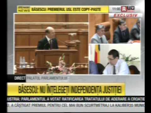 Discursul lui Traian Băsescu, în Parlament, despre suspendare(ROMANIA - 05 iulie 2012)