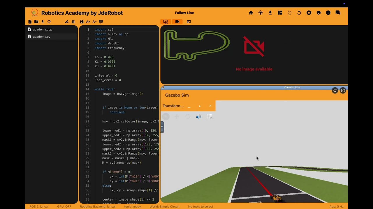 Autonomous Line Following on RADI lyrical-beta