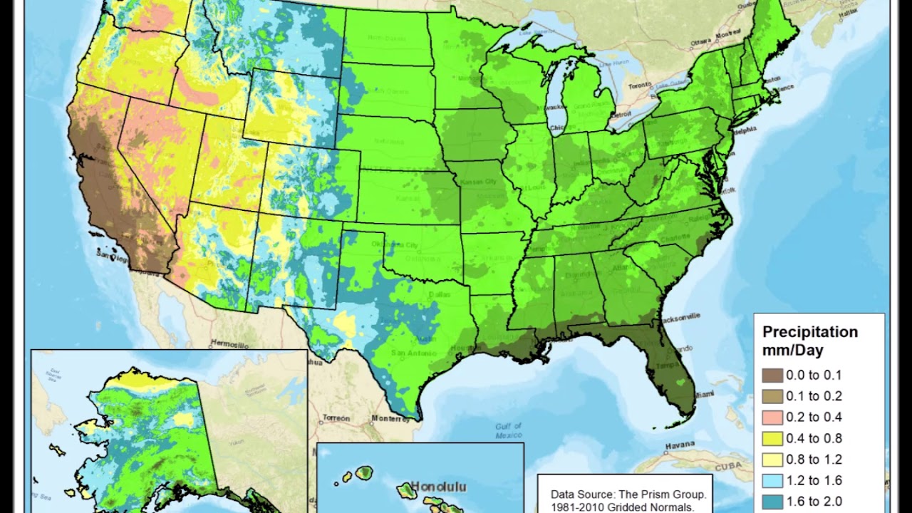What is the average rainfall in Missouri?