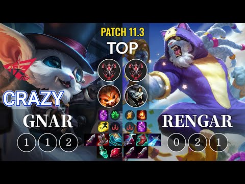 RW Crazy Gnar vs Rengar Top - KR Patch 11.3