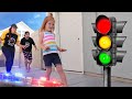 DONT GET CAUGHT By Cops Adley Reviews Red Light Green Light Toy With Family