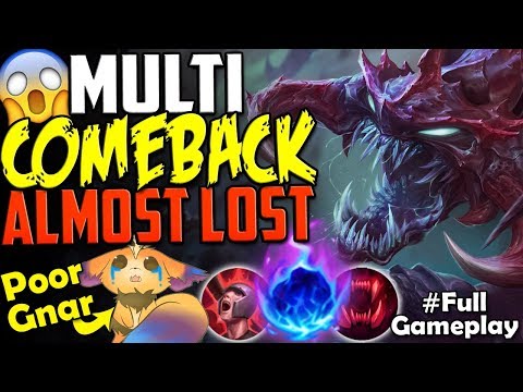 MULTI COMEBACK ALMOST LOST | POOR GNAR :( | New Runes Cho'Gath vs Gnar TOP RANKED SEASON 8 Gameplay