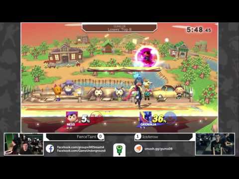 GUMS08 Singles (Loser's Top 8) - PP IceArrow (Greninja) vs CoF FierceTaint (Ness)