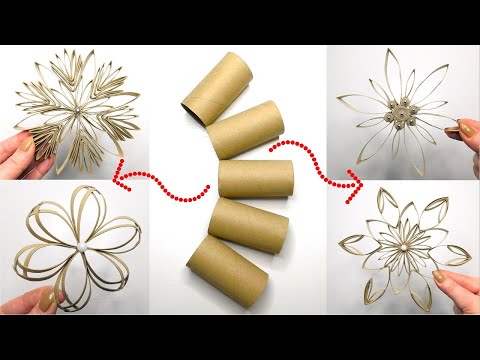 Last Minute Christmas Crafts / 4 Toilet Paper Roll Snowflake DIY Ideas / Super Easy Handmade Project