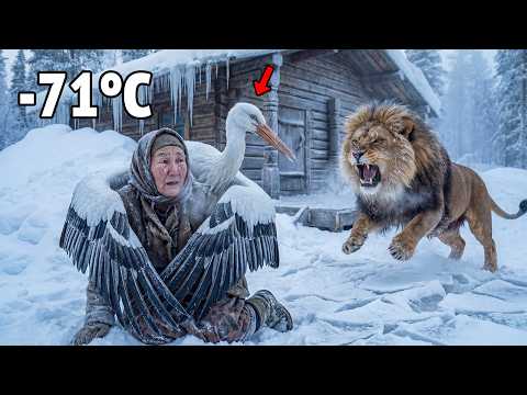 Alone at −71°C… A Lion Targeted an Old Woman — A Stork Saved Her in the Final Second