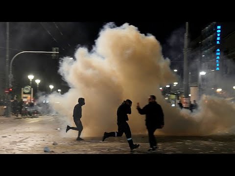 Video Thumbnail: Protesters clash with police in Athens over 2023 rail disaster