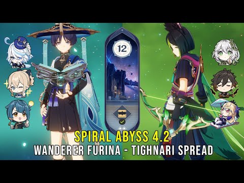 C1 Wanderer Furina and C1 Tighnari Spread - Genshin Impact Abyss 4.2 - Floor 12 9 Stars
