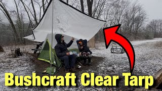 CLEAR TARP Bushcraft camp in the SNOW