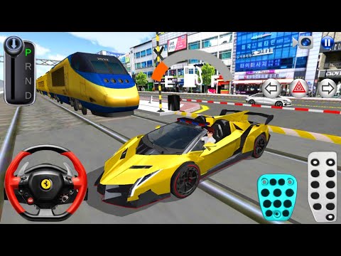 Luxury Police Car vs Train Crossing Challenge 🚄🚗 3D Driving Class 2026 | Car Driving Games 