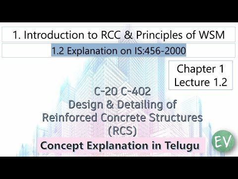 Lec 1.2 C-20 C-402 Design and Detailing of R.C.S - Explanation on IS 456:200 - Telugu
