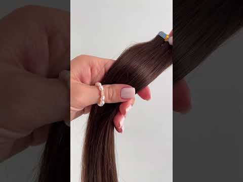 Волосся для стрічкового нарощування, 50 см, пряме, 20 пасм, темно-коринчеве (02) video