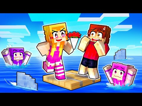 TRAPPED On ONE RAFT With MY CRAZY FAN GIRLS... (Minecraft)