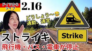 【ドイツからライブ】ドイツ各地でストライキ！飛行機・バス・鉄道が運行停止で通勤、通学に支障、ケルンのカーニバル開催中、息子と再会し感じたことと子離れを決断 #ライブ #ドイツ #海外生活
