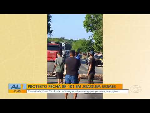 Protesto de indígenas fecha BR-101 entre Joaquim Gomes e Novo Lino - 03/12/25