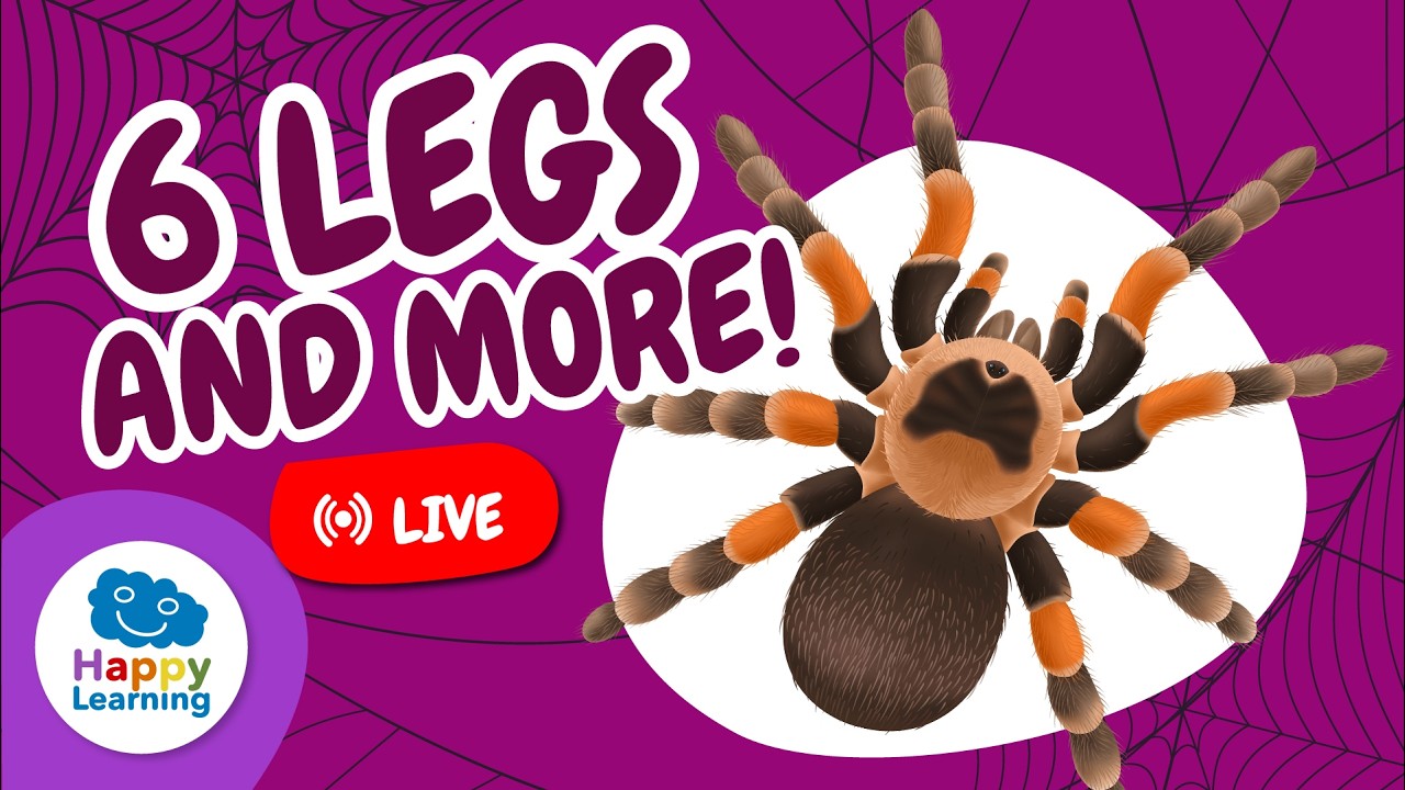 🔴 LIVE | 🐜 INSECTS for KIDS 🐞 | LOTS OF LEGS, ANTENNAE & METAMORPHOSIS | @HappyLearningEN