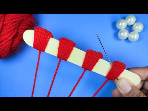 Amazing Woolen Flower Craft Ideas with Ice Cream Stick | DIY easy woolen flower | woolen DIY
